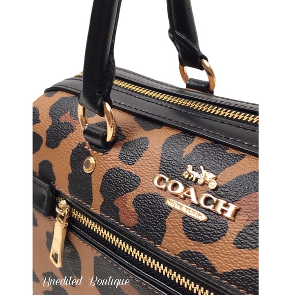 COACH Rowan Satchel Handbag In Leopard Print - Picture 10 of 13